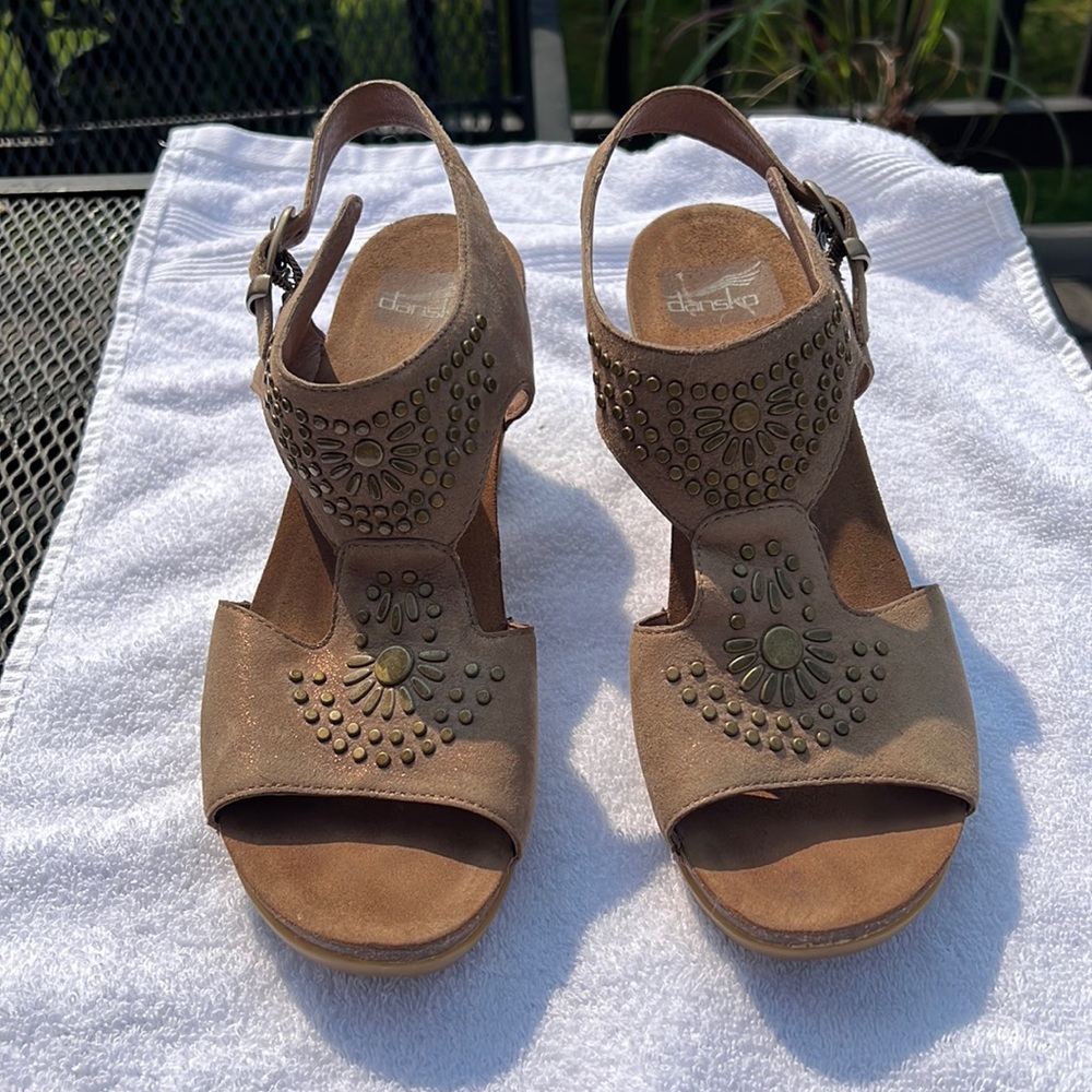Dansko Sandals Womens 40 Deandra Slingback Block Heels Brown Leather 9556151200